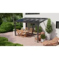 Terrassenüberdachung Professional 400 Cm X 300 Cm Anthrazit Struktur PC Klar