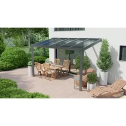 Terrassenüberdachung Professional 400 Cm X 350 Cm Anthrazit Struktur PC Klar