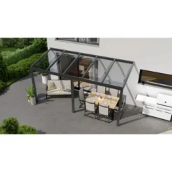 Terrassenüberdachung Professional 500 Cm X 200 Cm Anthrazit Struktur PC Klar