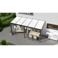 Terrassenüberdachung Professional 500 Cm X 200 Cm Anthrazit Struktur PC Opal