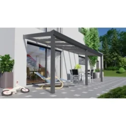 Terrassenüberdachung Professional 500 Cm X 250 Cm Anthrazit Struktur Glas