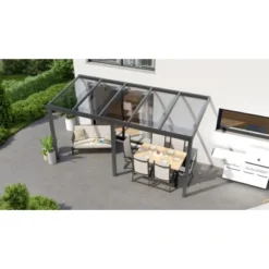 Terrassenüberdachung Professional 500 Cm X 300 Cm Anthrazit Struktur PC Klar