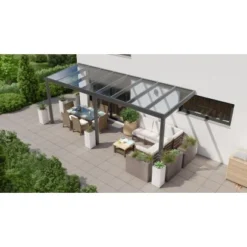 Terrassenüberdachung Professional 600 Cm X 250 Cm Anthrazit Struktur Glas