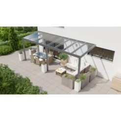 Terrassenüberdachung Professional 600 Cm X 350 Cm Anthrazit Struktur Glas