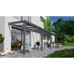Terrassenüberdachung Professional 700 Cm X 250 Cm Anthrazit Struktur Glas