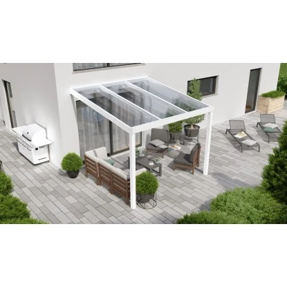 Terrassenüberdachung Professional 300 Cm X 300 Cm Weiß PC Klar 1 Terrassenüberdachung Professional 300 Cm X 300 Cm Weiß PC Klar