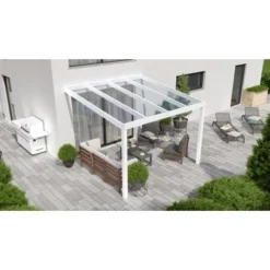 Terrassenüberdachung Professional 300 Cm X 350 Cm Weiß Glas