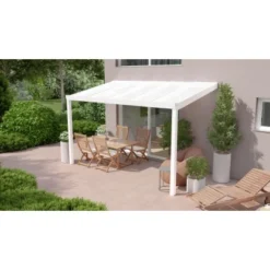 Terrassenüberdachung Professional 400 Cm X 200 Cm Weiß PC Opal