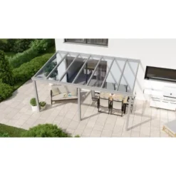 Terrassenüberdachung Professional 500 Cm X 250 Cm Grau Struktur Glas