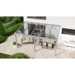 Terrassenüberdachung Professional 500 Cm X 350 Cm Grau Struktur PC Klar