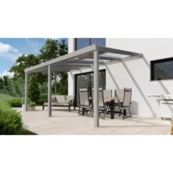 Terrassenüberdachung Professional 500 Cm X 350 Cm Grau Struktur PC Klar -Vitavia Verkäufe 602232 11007300 3