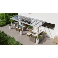 Terrassenüberdachung Professional 600 Cm X 200 Cm Grau Struktur Glas