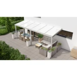 Terrassenüberdachung Professional 600 Cm X 200 Cm Grau Struktur PC Opal