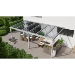 Terrassenüberdachung Professional 600 Cm X 250 Cm Grau Struktur PC Klar