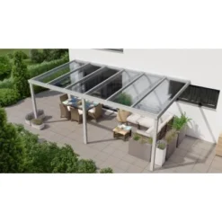 Terrassenüberdachung Professional 600 Cm X 300 Cm Grau Struktur PC Klar