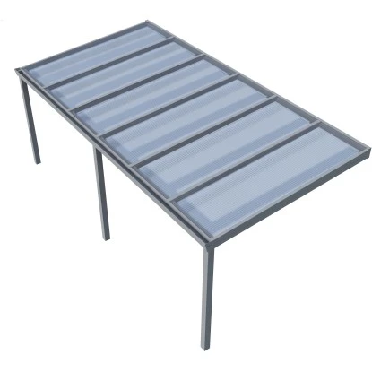 Terrassenüberdachung Professional 600 Cm X 300 Cm Grau Struktur PC Klar 2 Terrassenüberdachung Professional 600 Cm X 300 Cm Grau Struktur PC Klar – Bild 2