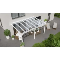Terrassenüberdachung Professional 500 Cm X 350 Cm Weiß Glas