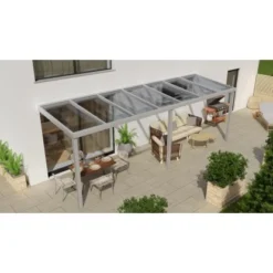 Terrassenüberdachung Professional 700 Cm X 200 Cm Grau Struktur PC Klar