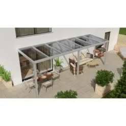 Terrassenüberdachung Professional 700 Cm X 250 Cm Grau Struktur PC Klar