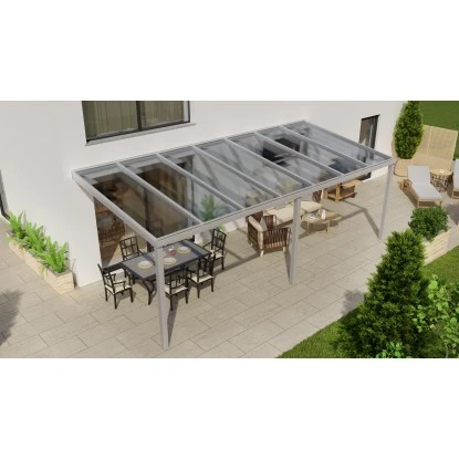 Terrassenüberdachung Professional 700 Cm X 300 Cm Grau Struktur PC Klar 1 Terrassenüberdachung Professional 700 Cm X 300 Cm Grau Struktur PC Klar