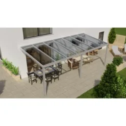 Terrassenüberdachung Professional 700 Cm X 350 Cm Grau Struktur PC Klar
