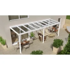 Terrassenüberdachung Professional 700 Cm X 200 Cm Weiß Glas