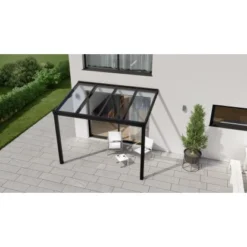 Terrassenüberdachung Professional 300 Cm X 250 Cm Schwarz Struktur Glas