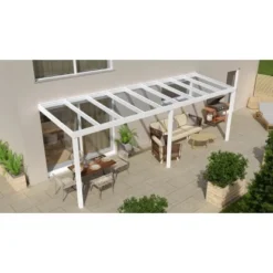 Terrassenüberdachung Professional 700 Cm X 250 Cm Weiß Glas