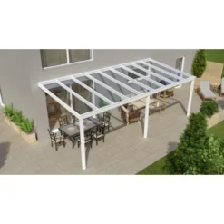 Terrassenüberdachung Professional 700 Cm X 300 Cm Weiß Glas
