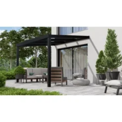 Terrassenüberdachung Professional 300 Cm X 300 Cm Schwarz Struktur PC Klar -Vitavia Verkäufe 602554 11007300 3