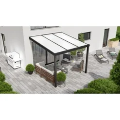 Terrassenüberdachung Professional 300 Cm X 350 Cm Schwarz Struktur PC Opal