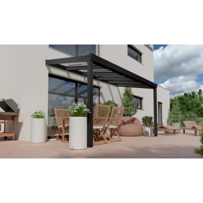 Terrassenüberdachung Professional 400 Cm X 200 Cm Schwarz Struktur PC Klar 3 Terrassenüberdachung Professional 400 Cm X 200 Cm Schwarz Struktur PC Klar – Bild 3