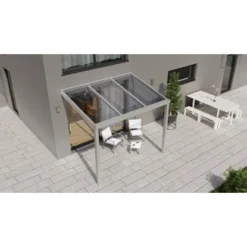 Terrassenüberdachung Professional 300 Cm X 200 Cm Grau Struktur PC Klar
