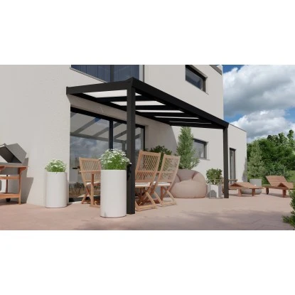 Terrassenüberdachung Professional 400 Cm X 250cm Schwarz Struktur PC Opal 2 Terrassenüberdachung Professional 400 Cm X 250cm Schwarz Struktur PC Opal – Bild 2