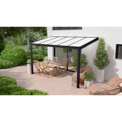 Terrassenüberdachung Professional 400 Cm X 250cm Schwarz Struktur PC Opal 1 Terrassenüberdachung Professional 400 Cm X 250cm Schwarz Struktur PC Opal