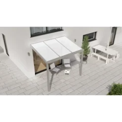 Terrassenüberdachung Professional 300 Cm X 250 Cm Grau Struktur PC Opal