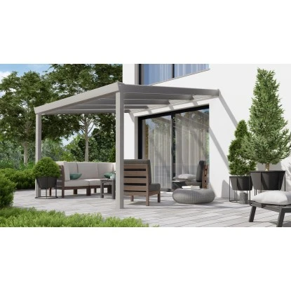 Terrassenüberdachung Professional 300 Cm X 300 Cm Grau Struktur Glas 3 Terrassenüberdachung Professional 300 Cm X 300 Cm Grau Struktur Glas – Bild 3