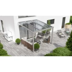 Terrassenüberdachung Professional 300 Cm X 350 Cm Grau Struktur PC Klar