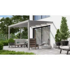 Terrassenüberdachung Professional 300 Cm X 350 Cm Grau Struktur PC Klar -Vitavia Verkäufe 602895 11007300 3