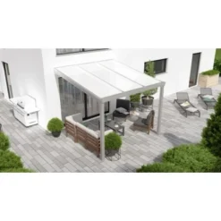 Terrassenüberdachung Professional 300 Cm X 350 Cm Grau Struktur PC Opal
