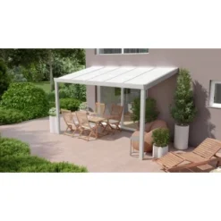 Terrassenüberdachung Professional 400 Cm X 200 Cm Grau Struktur PC Opal