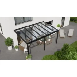 Terrassenüberdachung Professional 500 Cm X 300 Cm Schwarz Struktur Glas