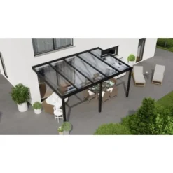 Terrassenüberdachung Professional 500 Cm X 300 Cm Schwarz Struktur PC Klar