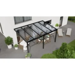Terrassenüberdachung Professional 500 Cm X 350 Cm Schwarz Struktur PC Klar