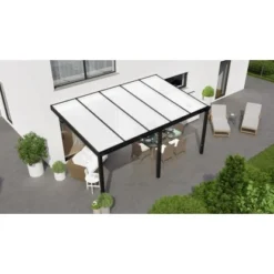 Terrassenüberdachung Professional 500 Cm X 350 Cm Schwarz Struktur PC Opal