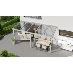 Terrassenüberdachung Professional 500 Cm X 200 Cm Grau Struktur PC Klar