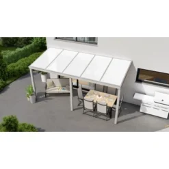 Terrassenüberdachung Professional 500 Cm X 200 Cm Grau Struktur PC Opal
