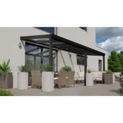 Terrassenüberdachung Professional 600 Cm X 250 Cm Schwarz Struktur PC Klar -Vitavia Verkäufe 603459 11007300 3
