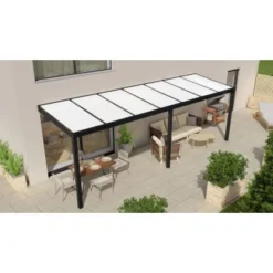 Terrassenüberdachung Professional 700 Cm X 200 Cm Schwarz Struktur PC Opal