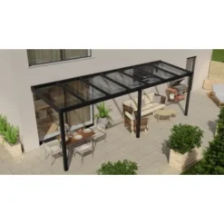 Terrassenüberdachung Professional 700 Cm X 250 Cm Schwarz Struktur PC Klar